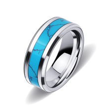 Amazon Hot Sale Tungsten Steel Turquoise Rings Personality Tungsten Ring